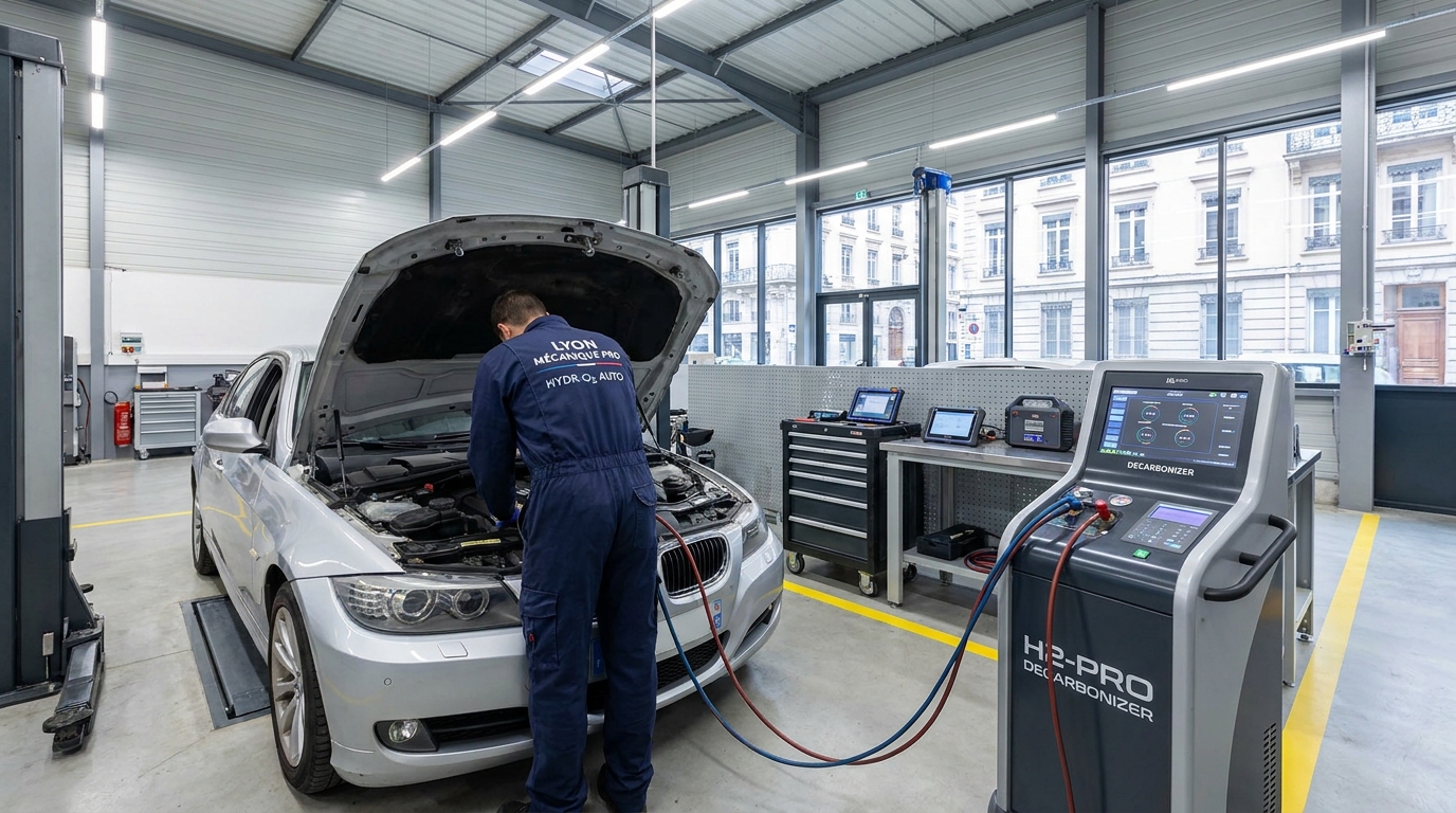 Atelier décalaminage hydrogène à Lyon — machine H2-PRO en intervention