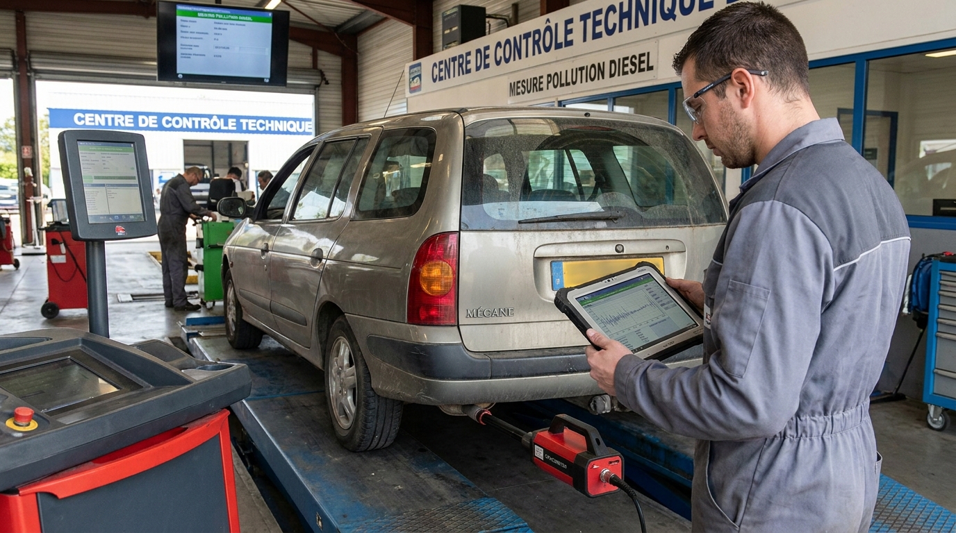 Contrôle technique pollution avec opacimètre