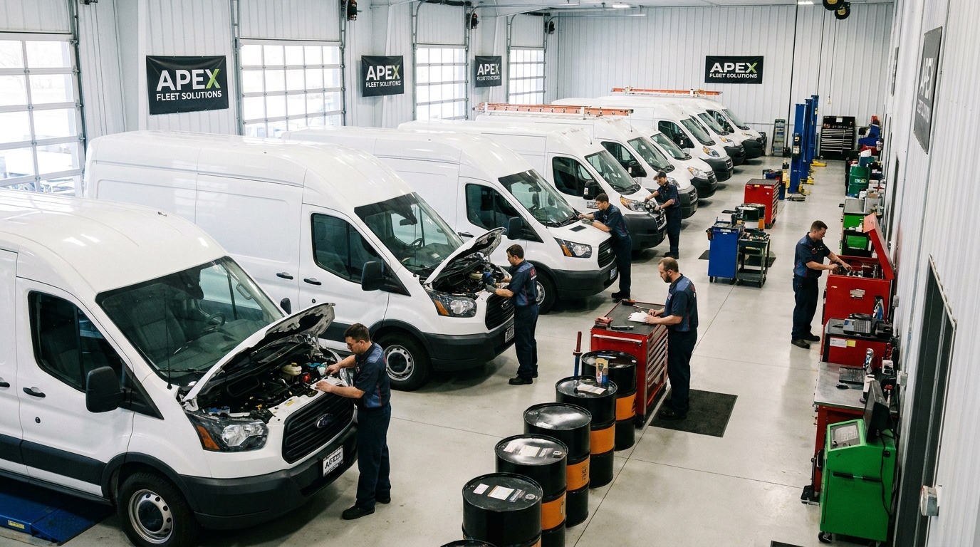 Flotte utilitaires en atelier — décalaminage préventif annuel