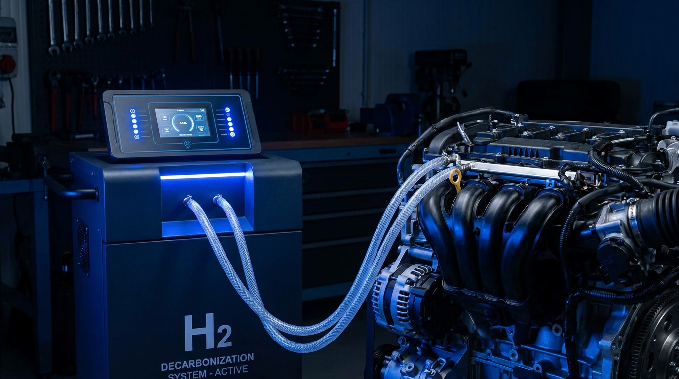 Bénéfices décalaminage hydrogène — machine H2 sur moteur